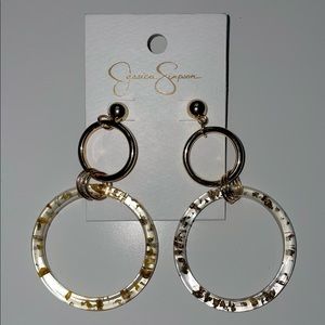 Gold Hoop Earrings ✨ Clear w/ gold flakes